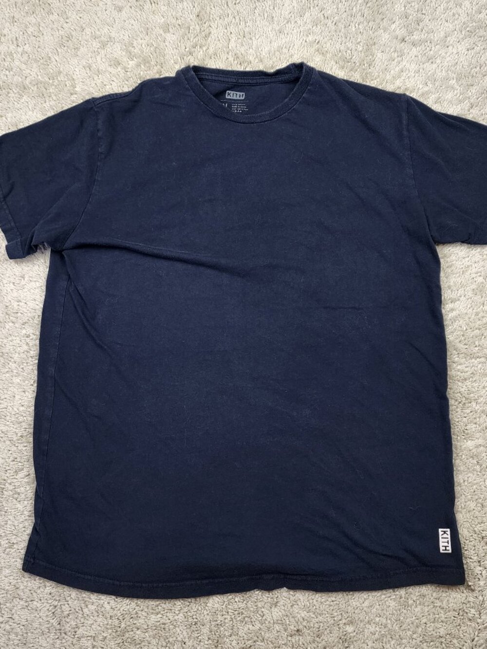 KITH Men’s Blue Solid Cotton Knit Crew Neck Short Sleeve T-Shirt Size Medium M